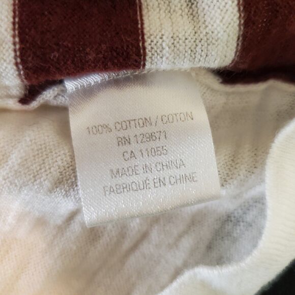 360 Sweater Striped Cotton Sweater Lightweight Pullover White Burgundy sz XS - Picture 5 of 5